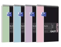 Bloc oxford etudiant easynotesreliure integrale 210x315mm 160p 4 trous reglure 5x5 pastel ass lot de 15 blocs