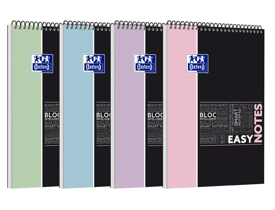 Bloc oxford etudiant easynotesreliure integrale 210x315mm 160p 4 trous reglure 5x5 pastel ass lot de 15 blocs
