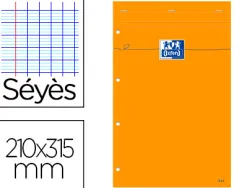 Bloc oxford orange a4 papier optik paper extra-blanc 80g couverture carte enduite 21x31,5cm 80 feuilles perforées séyès