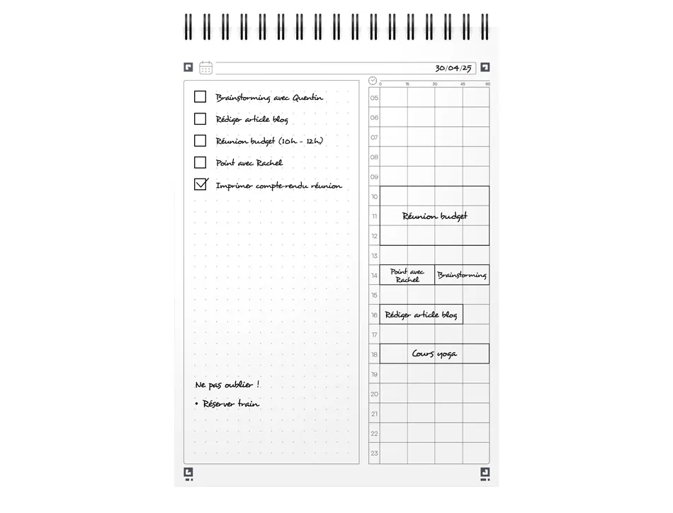 Bloc oxford task manager integrale 148x210mm 140p optik p. recto print tb day planner