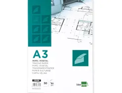 Bloc papier calque liderpapel encollé a3 297x420mm 50 feuilles 90g/m2