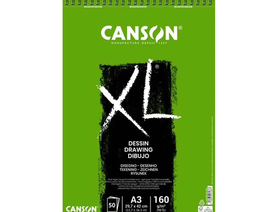 Bloc papier dessin canson xl dessin 10 format a3 160 g 50 feuilles