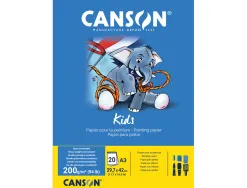 Bloc peinture canson papier dessin special gouache resistant eau 200g a3 290x420mm 20 feuilles