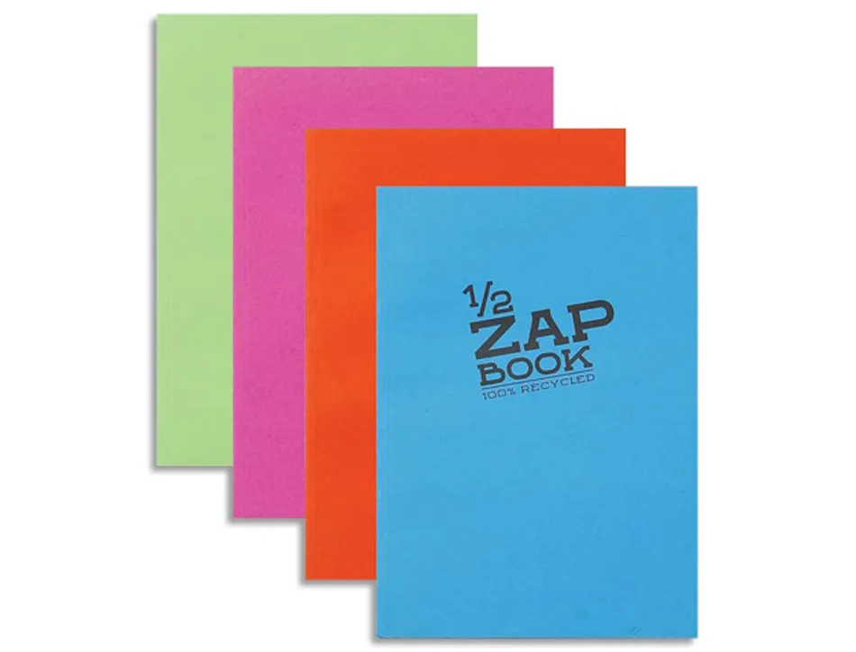Bloc recyclé clairefontaine zap book encollé couverture cartonnée format a5 148x210mm 160f 80g uni 4 coloris