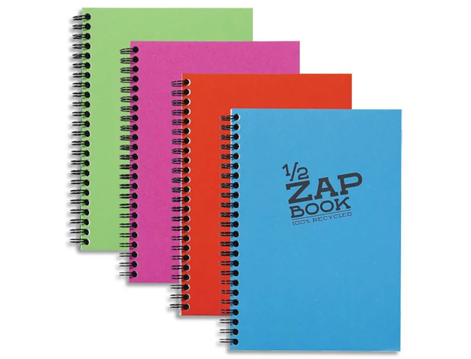 Bloc recyclé clairefontaine zap book reliure intégrale couverture cartonnée format 148x210mm 160f 80g uni 4 coloris