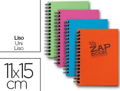 Bloc recyclé clairefontaine zap book reliure intégrale couverture cartonnée format 105x148mm 80f 80g uni 4 coloris