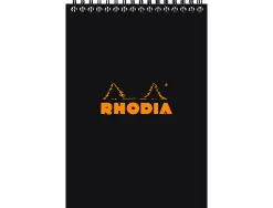 Bloc rhodia classic black a5 14.8x21cm couverture carte enduite reliure intégrale 80f 80g 5x5mm microperforé