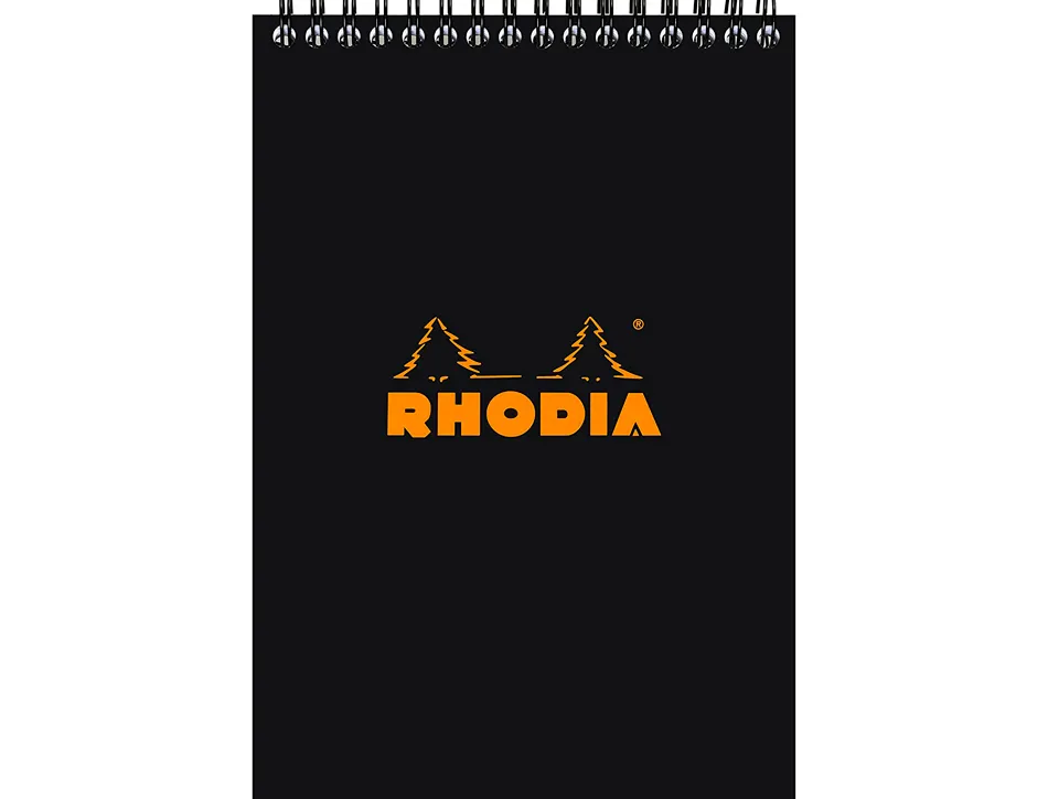 Bloc rhodia classic black a5 14.8x21cm couverture carte enduite reliure intégrale 80f 80g 5x5mm microperforé