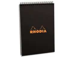 Bloc rhodia classic black a5 14.8x21cm couverture carte enduite reliure intégrale 80f 80g 5x5mm microperforé