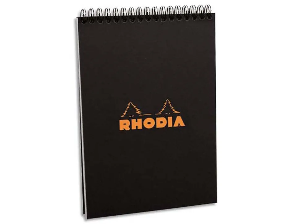 Bloc rhodia classic black a5 14.8x21cm couverture carte enduite reliure intégrale 80f 80g 5x5mm microperforé