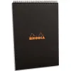 Bloc rhodia classic black a4 21x29.7cm couverture carte enduite reliure intégrale 80f 80g 5x5mm microperforé