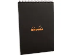 Bloc rhodia classic black a4 21x29.7cm couverture carte enduite reliure intégrale 80f 80g 5x5mm microperforé