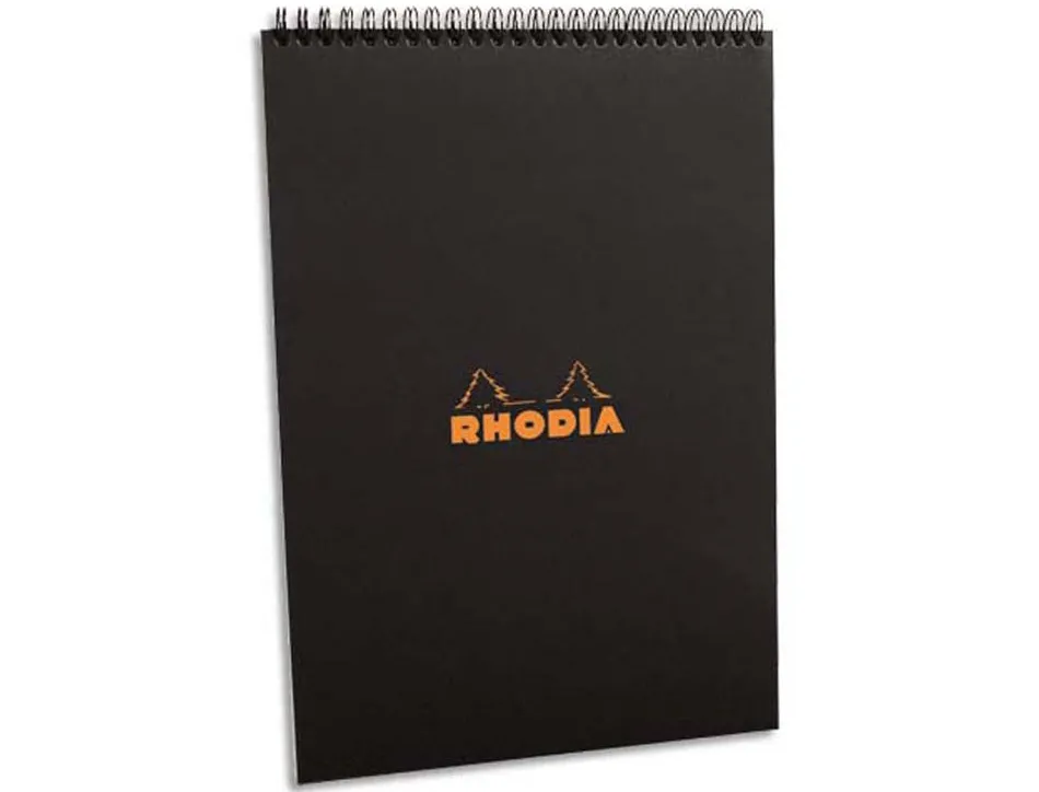 Bloc rhodia classic black a4 21x29.7cm couverture carte enduite reliure intégrale 80f 80g 5x5mm microperforé