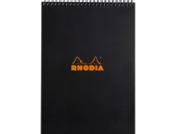 Bloc rhodia classic black a4 21x29.7cm couverture carte enduite reliure intégrale 80f 80g 5x5mm microperforé