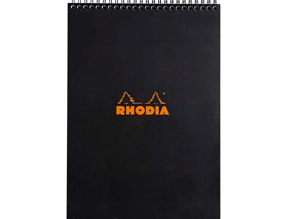 Bloc rhodia classic black a4 21x29.7cm couverture carte enduite reliure intégrale 80f 80g 5x5mm microperforé