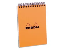 Bloc rhodia classic orange a6 10.5x14.8cm couverture carte enduite reliure intégrale 80f 80g 5x5mm microperforé