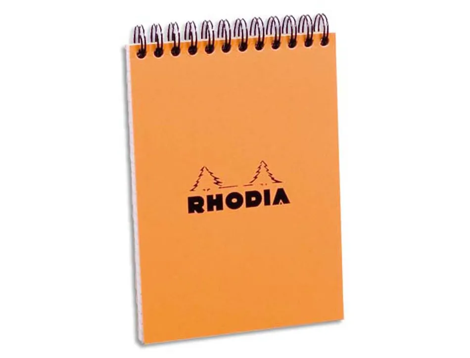 Bloc rhodia classic orange a6 10.5x14.8cm couverture carte enduite reliure intégrale 80f 80g 5x5mm microperforé