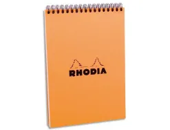Bloc rhodia classic orange a5 14.8x21cm couverture carte enduite reliure intégrale 80f 80g 5x5mm microperforé