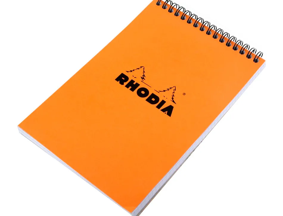 Bloc rhodia classic orange a5 14.8x21cm couverture carte enduite reliure intégrale 80f 80g 5x5mm microperforé