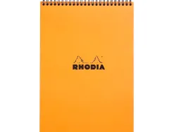 Bloc rhodia classic orange a4 21x29.7cm couverture carte enduite reliure intégrale 80f 80g 5x5mm microperforé