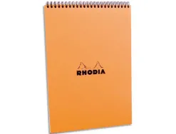 Bloc rhodia classic orange a4 21x29.7cm couverture carte enduite reliure intégrale 80f 80g 5x5mm microperforé