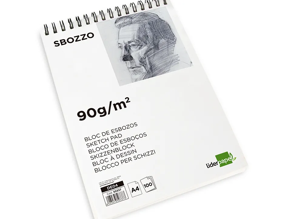 Bloc spirale liderpapel esquisses uni 90g/m2 a4 100f
