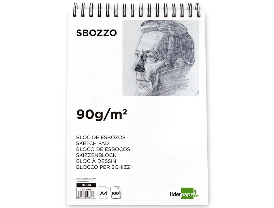 Bloc spirale liderpapel esquisses uni 90g/m2 a4 100f