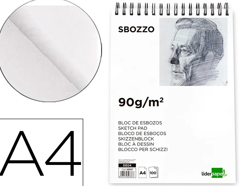 Bloc spirale liderpapel esquisses uni 90g/m2 a4 100f