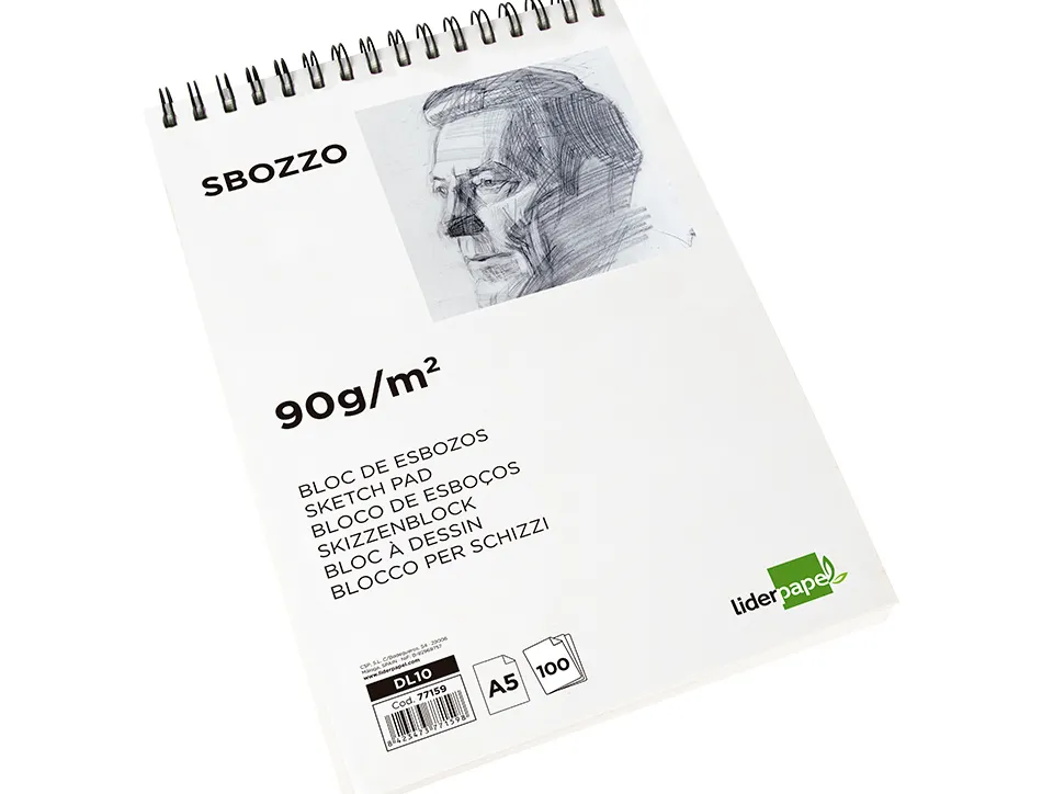 Bloc spirale liderpapel esquisses uni 90g/m2 a5 100f