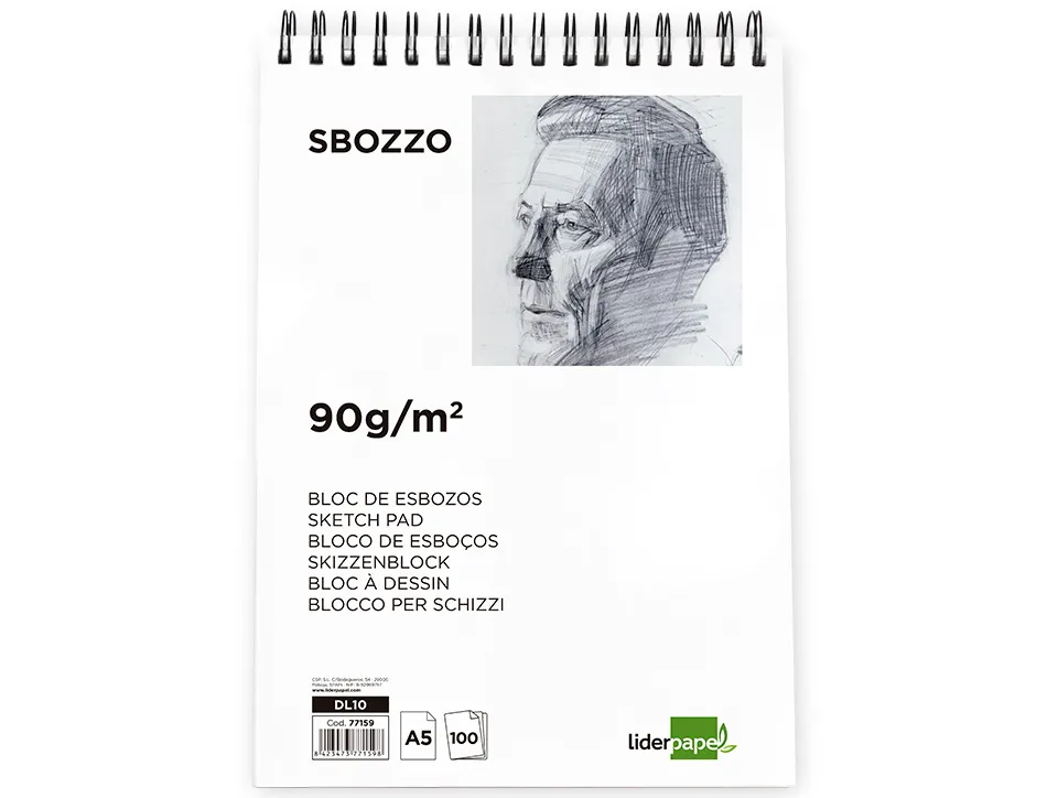 Bloc spirale liderpapel esquisses uni 90g/m2 a5 100f