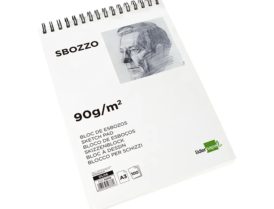 Bloc spirale liderpapel esquisses uni 90g/m2 a3 100f