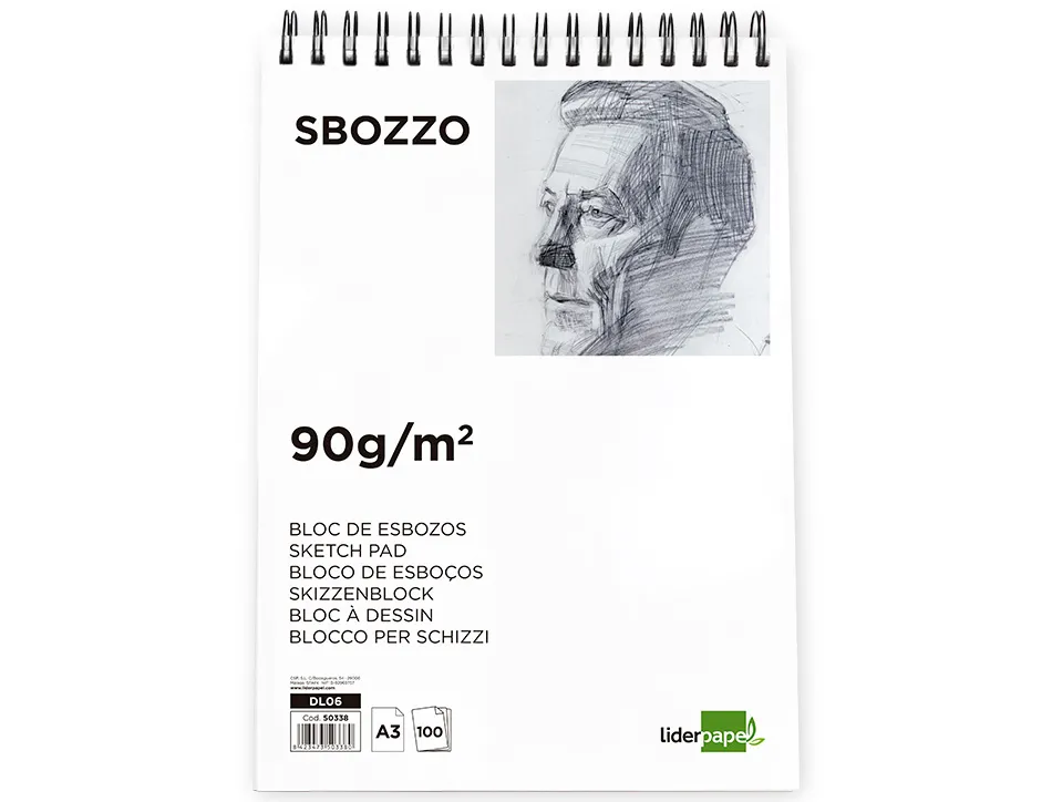 Bloc spirale liderpapel esquisses uni 90g/m2 a3 100f