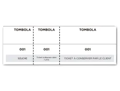 Bloc tombola piqué liderpapel 3 tickets 2 détachables 100 feuilles 50x150mm