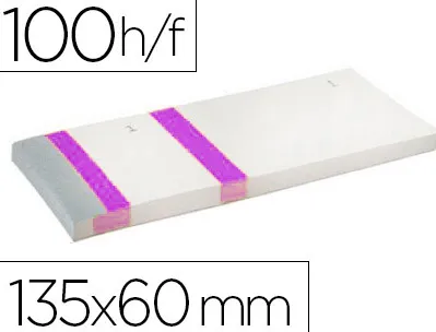Bloc vendeur liderpapel 2 coupons détachables 100 feuilles 60x135mm papier blanc bande couleur coloris violet