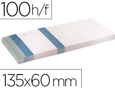 Bloc vendeur liderpapel 2 coupons détachables 100 feuilles 60x135mm papier blanc bande couleur coloris bleu