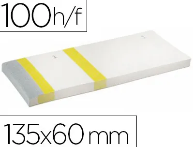 Bloc vendeur liderpapel 2 coupons détachables 100 feuilles 60x135mm papier blanc bande couleur coloris jaune
