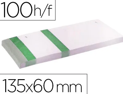Bloc vendeur liderpapel 2 coupons détachables 100 feuilles 60x135mm papier blanc bande couleur coloris vert