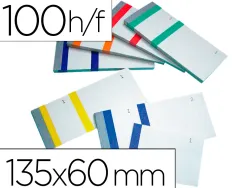 Bloc vendeur liderpapel 2 coupons détachables 100 feuilles 60x135mm papier blanc bande couleur coloris assortis