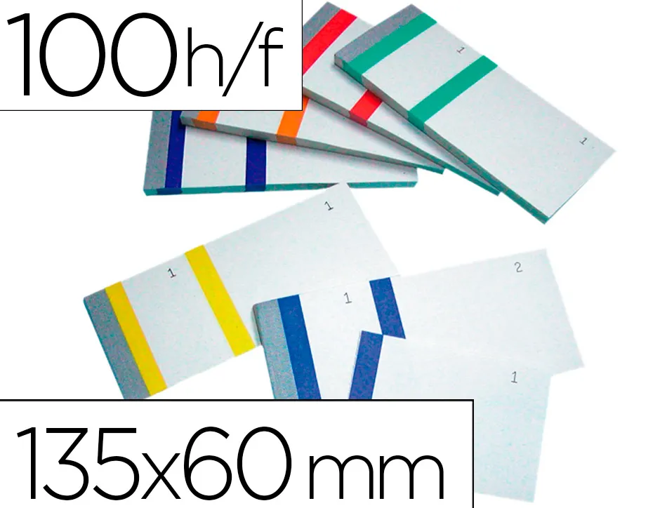 Bloc vendeur liderpapel 2 coupons détachables 100 feuilles 60x135mm papier blanc bande couleur coloris assortis