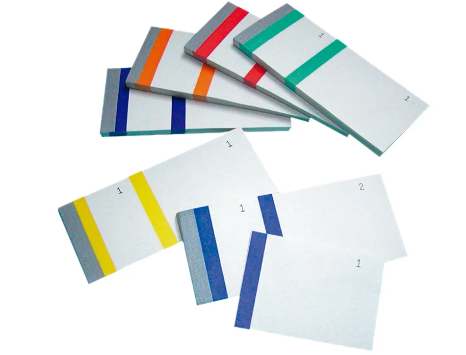 Bloc vendeur liderpapel 2 coupons détachables 100 feuilles 60x135mm papier blanc bande couleur coloris assortis