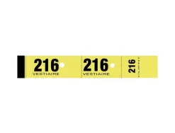 Bloc vestiaire piqué elve 3 coupons perforés détachables numérotés 1/1000 30x200mm 50 feuillets coloris jaune