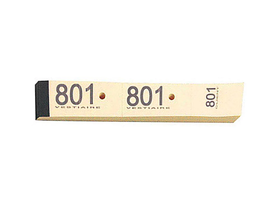 Bloc vestiaire piqué elve 3 coupons perforés détachables numérotés 1/1000 30x200mm 50 feuillets coloris jaune