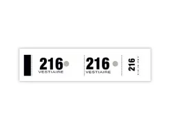 Bloc vestiaire piqué elve 3 coupons perforés détachables numérotés 1/1000 30x200mm 50 feuillets coloris blanc