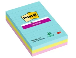 Bloc-note repositionnable post-it super sticky 101x152mm cosmic ligne 90f coloris assortis pack 3 unites