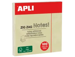 Bloc-notes apli adhésif zig-zag 75x75mm 100f repositionnables coloris jaune