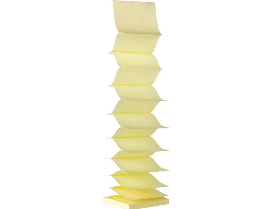 Bloc-notes apli adhésif zig-zag 75x75mm 100f repositionnables coloris jaune