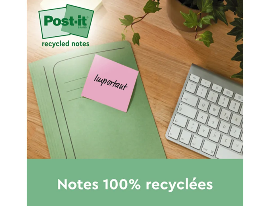 Bloc-notes post-it 16 blocs x 100 feuilles 76x127mm coloris assorties