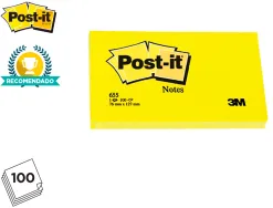 Bloc-notes post-it 655 76x127mm 100f/bloc repositionnables coloris jaune