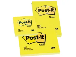 Bloc-notes post-it 655 76x127mm 100f/bloc repositionnables coloris jaune