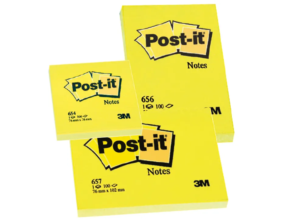 Bloc-notes post-it 655 76x127mm 100f/bloc repositionnables coloris jaune
